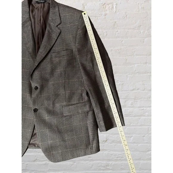 Jos A Bank 46R Signature Houndstooth Blazer Coat Jacket Silk Camelhair - Picture 12 of 14